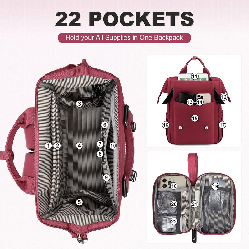 LOVEVOOK Laptop Rucksack Damen, 15,6 Zoll Schulrucksack Mädchen Teenager mit Datenkabel-Beutel & USB