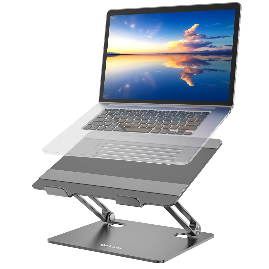 BoYata Laptop Ständer, Mehrwinke mit Lüftungsschlitzen, Verstellbarer Notebook Ständer, Kompatibel f