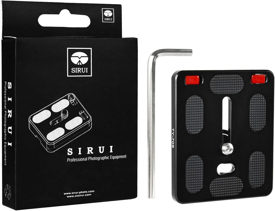 SIRUI TY-70-2 Schnellwechselplatte (Alu, 1/4", 60x70mm, 60.3g, Sliding Stopper, für SIRUI und Arca-S