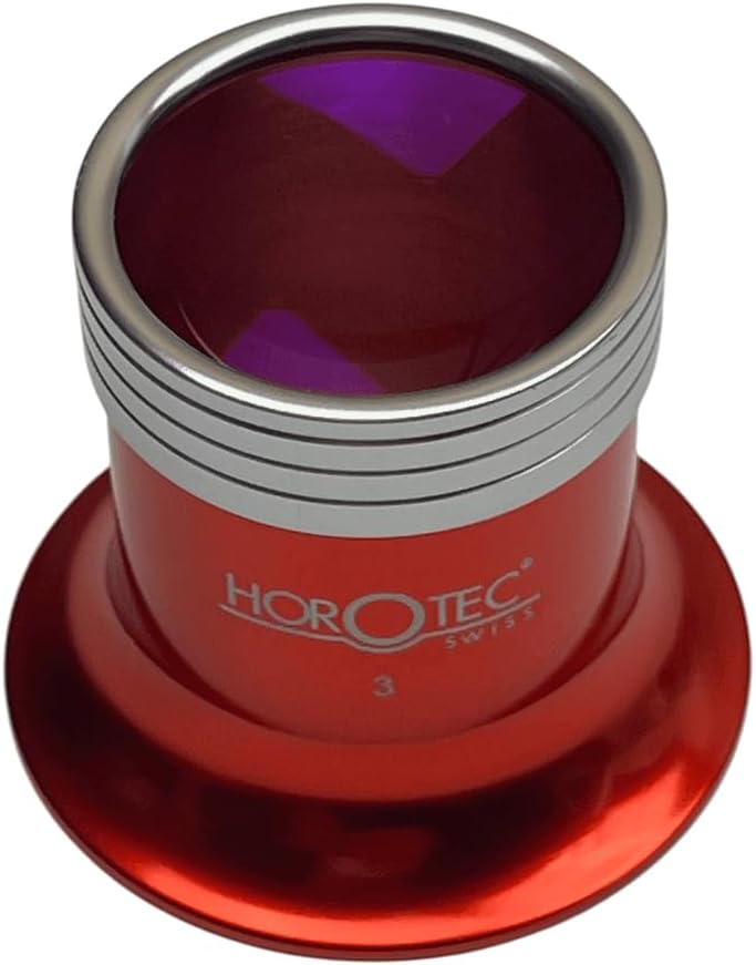 Horotec MSA 00.031-3 Uhrmacherlupe aus Aluminium rot eloxiert mit Schraubring x3,5