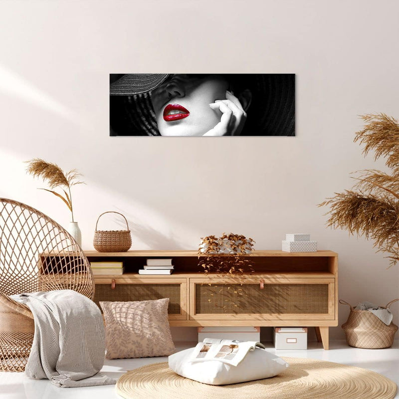 Panorama Bilder auf Leinwand Frau Gesicht Lippen Leinwandbild 90x30cm Wandbilder Dekoration Wohnzimm