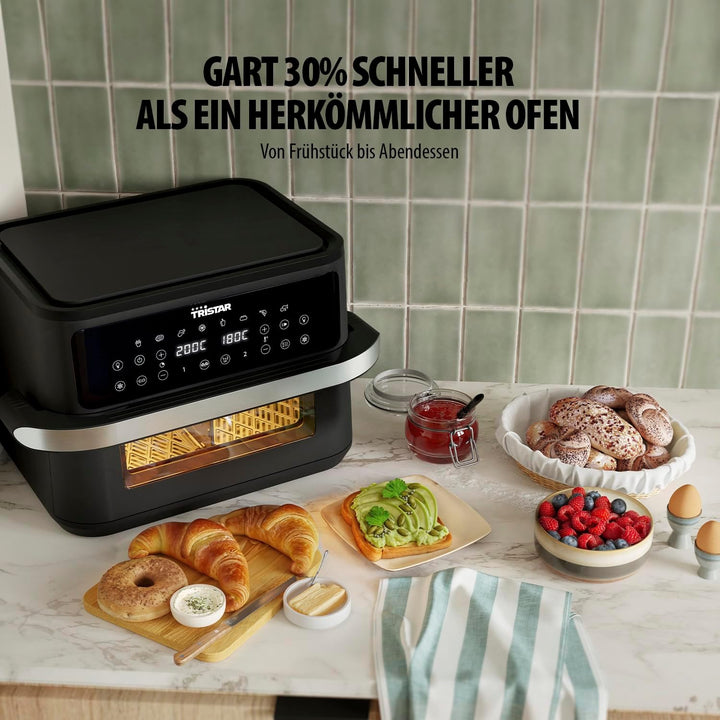 Tristar Dualzone Flex Heissluftfritteuse, 10 L Kapazität, 2800W, 8 Programme, Digitales Display, Ohn