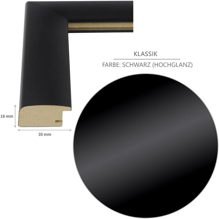 Haak Puzzlerahmen Klassik Schwarz (Hochglanz) 80 X 120 cm (ca. 3000 Teile) ANTIREFLEX/Entspiegelt Bi