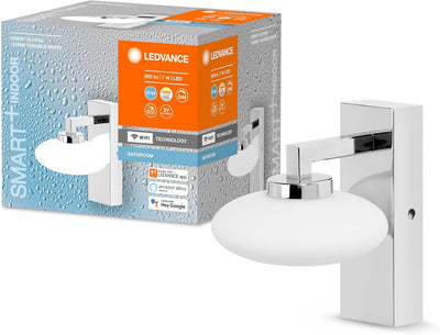 LEDVANCE Smart LED Badezimmerlampe chrome, 7W, 500LM, 3000-6500K, 12cm, IP44, Orbis Elypse Wandleuch