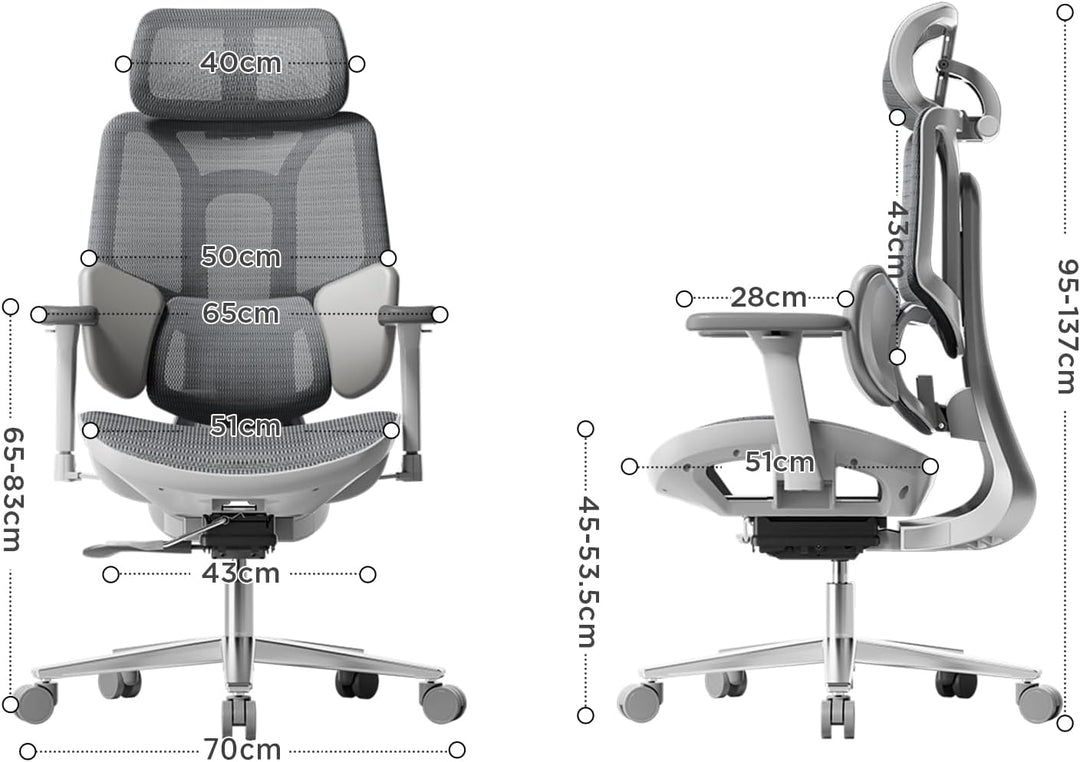 Hbada E3 Air Bürostuhl Ergonomisch, Schreibtischstuhl - mit 3-Zonen dynamischer Lendenwirbelstütze,
