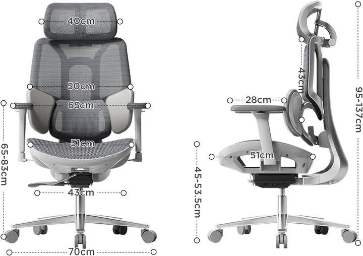 Hbada E3 Air Bürostuhl Ergonomisch, Schreibtischstuhl - mit 3-Zonen dynamischer Lendenwirbelstütze,