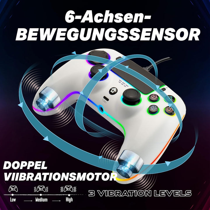 NITHO Wired Controller Kompatibel mit PS5/PS4/PC/Android, Gamepad mit Hall-Effekt Joysticks, Program