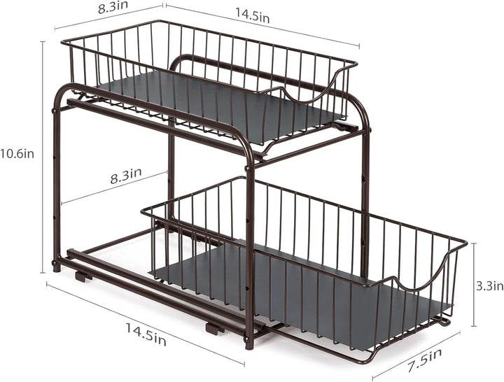 2 Etagen Stapelbarer Schrank-Organizer, Unterschrank-Organizer mit Ausziehbarer Schublade, Küchensch