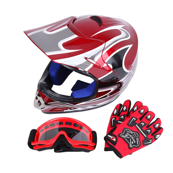Samger DOT Jugend Kinder Off Road Helm Motocross Helm Dirt Bike ATV Motorradhelm Handschuhe+Brille L