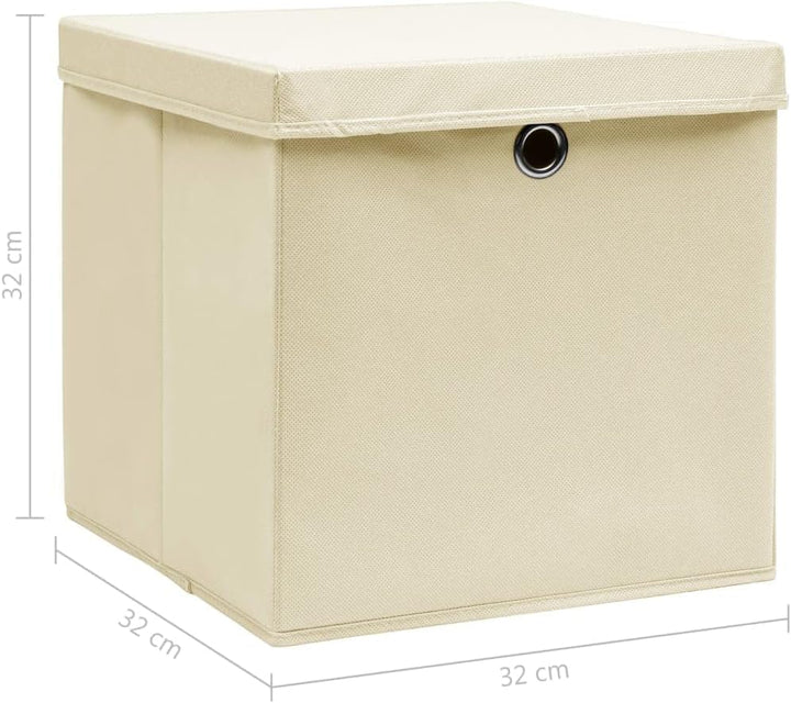 WIFESE 4 Stück Aufbewahrungsbox Mit Deckel 32X32X32 cm Faltbox Mit Fingerloch Storage Boxes Faltbare