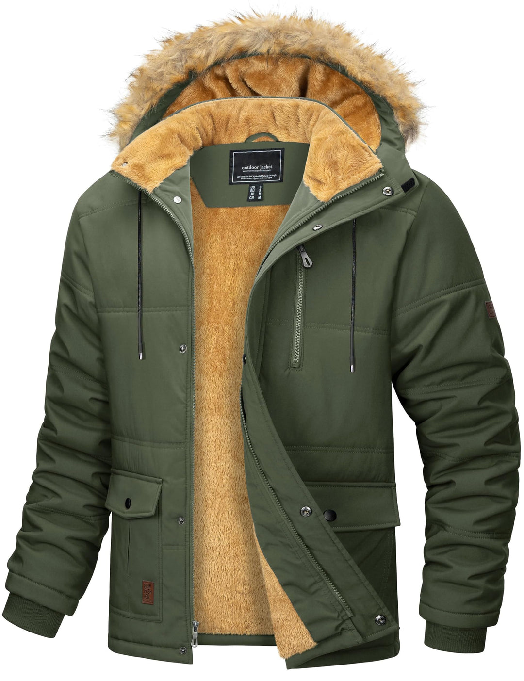 MAGCOMSEN Herren Winter Parka Jacke Winddicht Outdoor Warme Fleecejacke Freizeit Übergangsjacke Wass