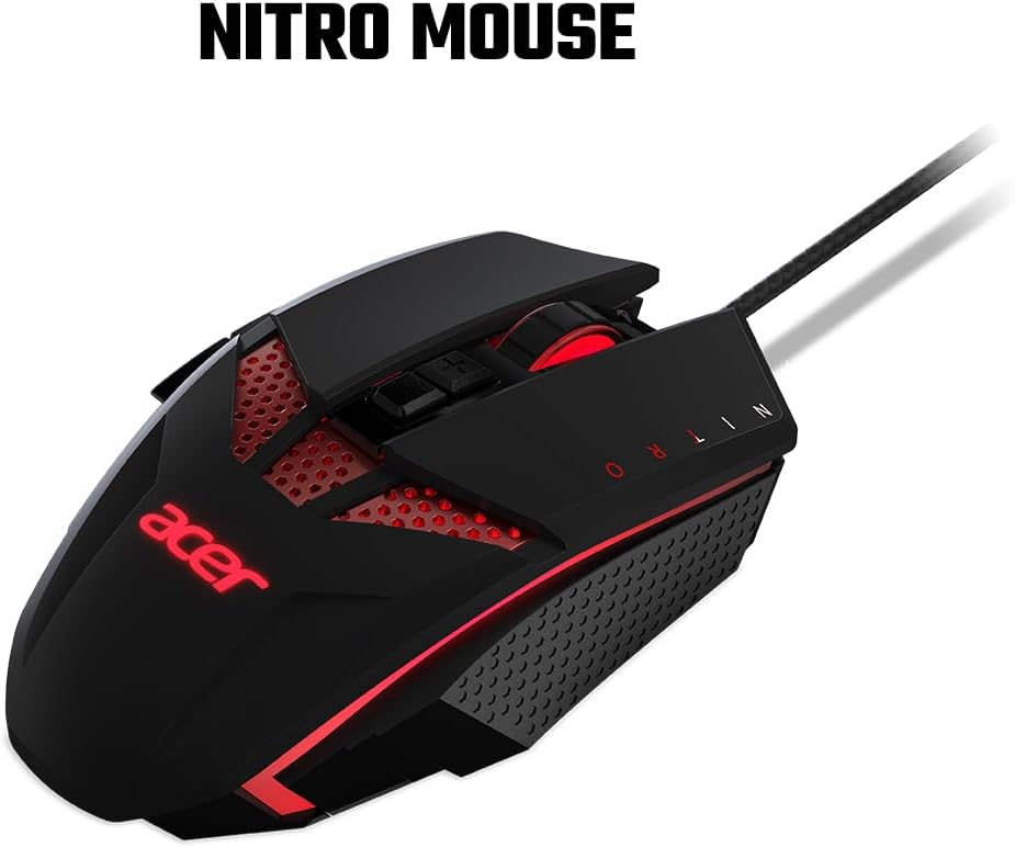 Acer Nitro Gaming Maus (4.000 DPI, anpassbar mit sechs Stufen und acht Tasten inkl. Burst Fire) rot/