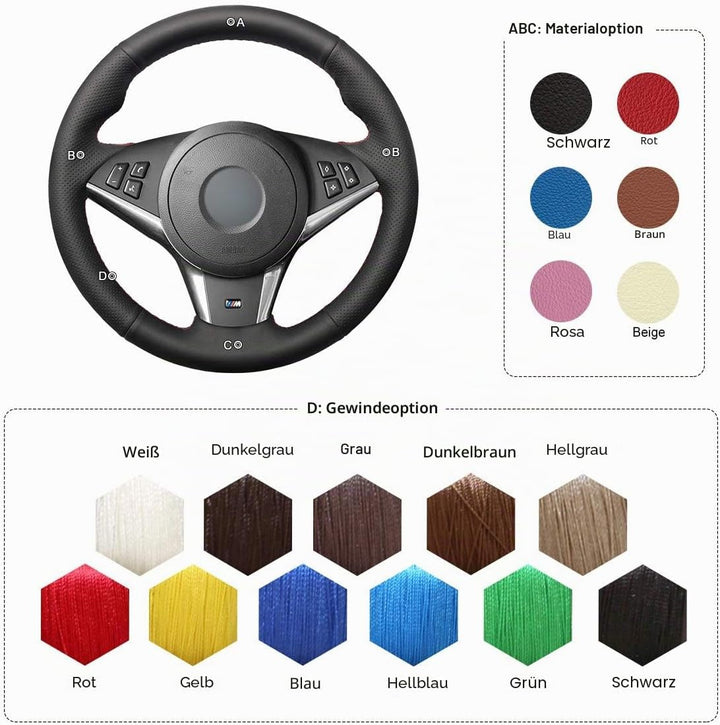 Mewant Lenkradbezug für e60 530d 545i 550i e61 touring e63 Hand Nähen Diy atmungsaktiv Schwarz Kunst