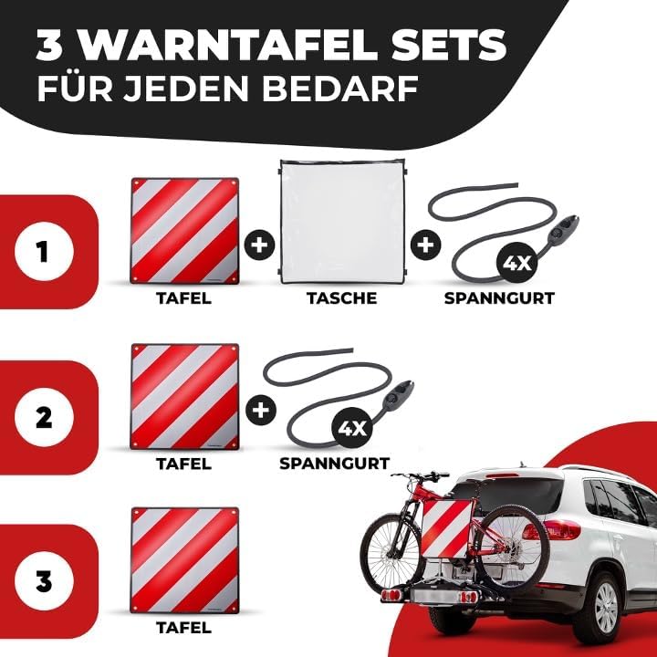 MATADORES Premium 2in1 Warntafel für Italien UND Spanien + Portugal inkl. Tasche | Aluminium, 50x50c