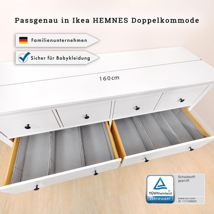 SIMPLE JOY® HEMNES DOUBLE FileFolding Box für ikea Kommode; DAS ORIGINAL; passgenau; Stabiler Boden;
