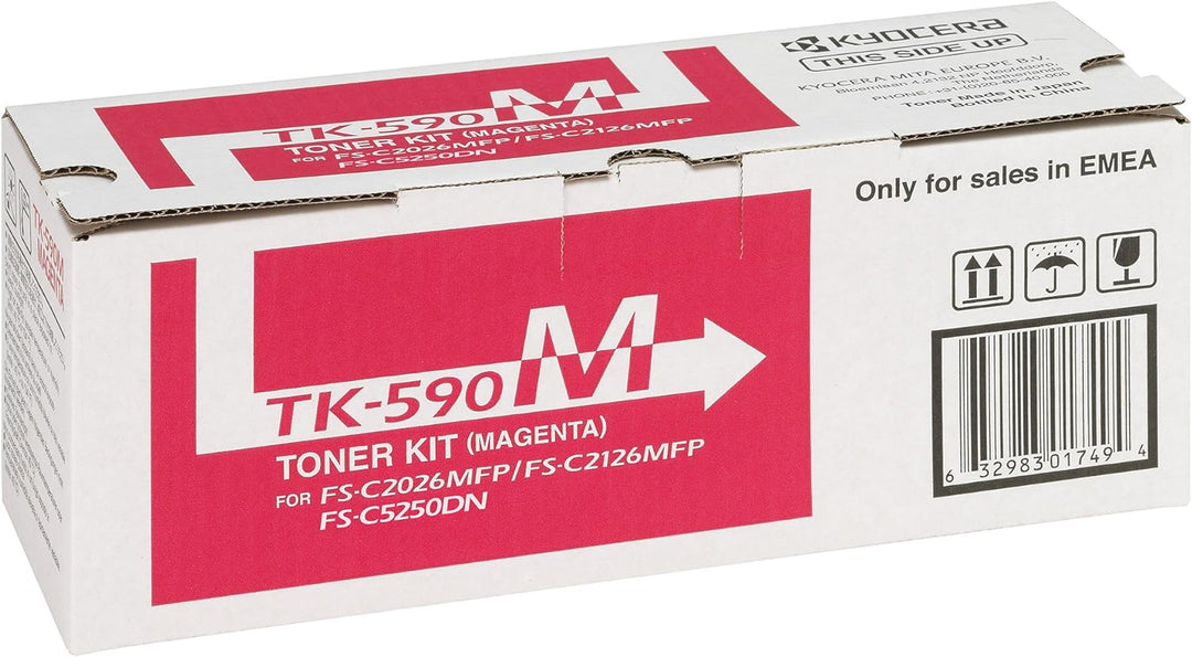 Kyocera TK-590M Toner Magenta, Original Tonerkartusche 1T02KVCNL0. Kompatibel für ECOSYS M6026cdn, E