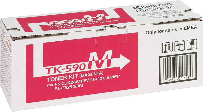 Kyocera TK-590M Toner Magenta, Original Tonerkartusche 1T02KVCNL0. Kompatibel für ECOSYS M6026cdn, E