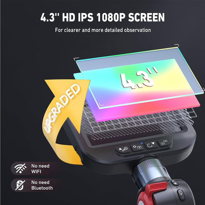 Ralcam Endoskopkamera mit Licht Endoscope Camera - Endoskop 6,2mm Inspektionskamera 4,3" HD 720P Roh