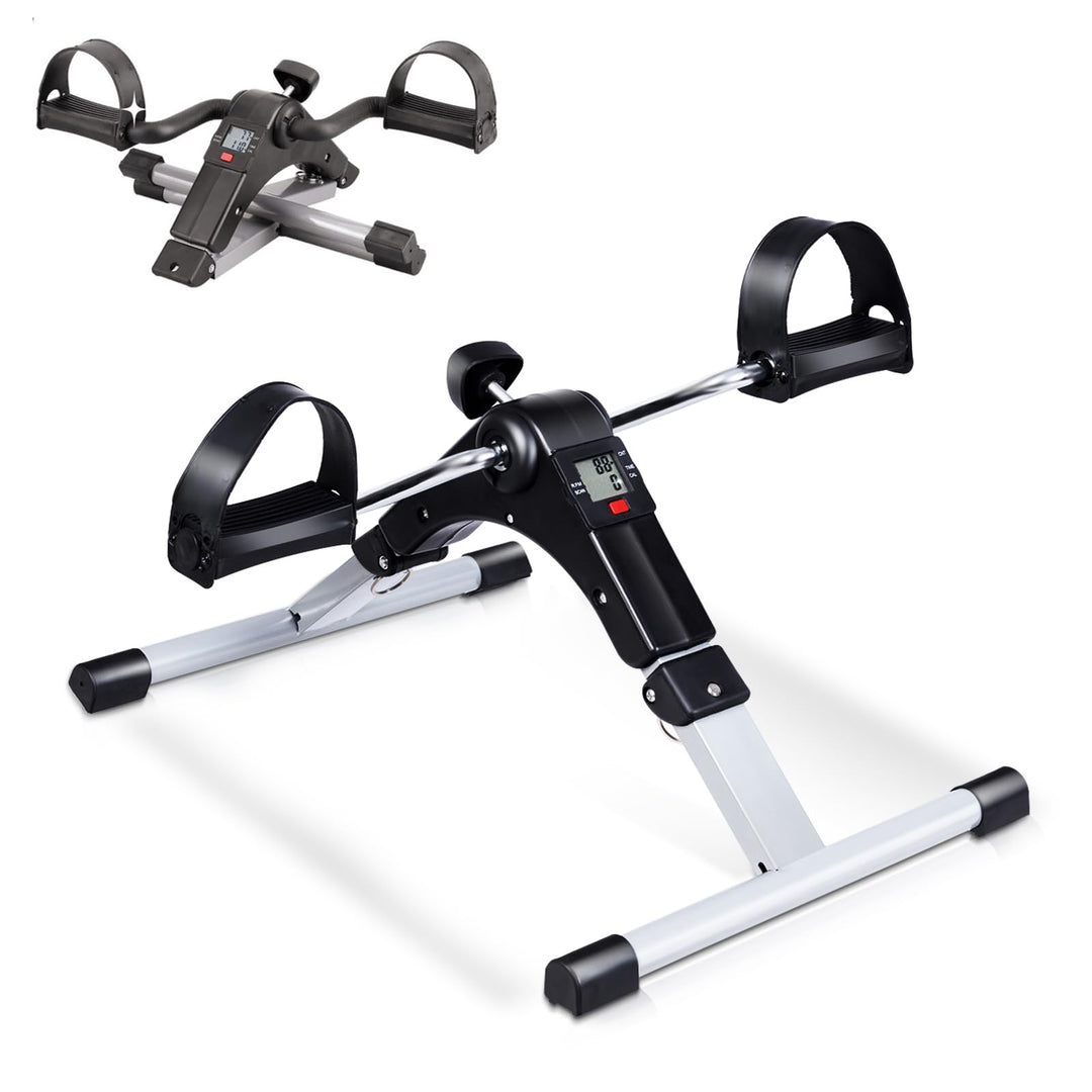 KOMFOTTEU klappbarer Pedaltrainer mit LED Bildschirm, Bein- und Armtrainer aus Eisen, Pedal Übungsge