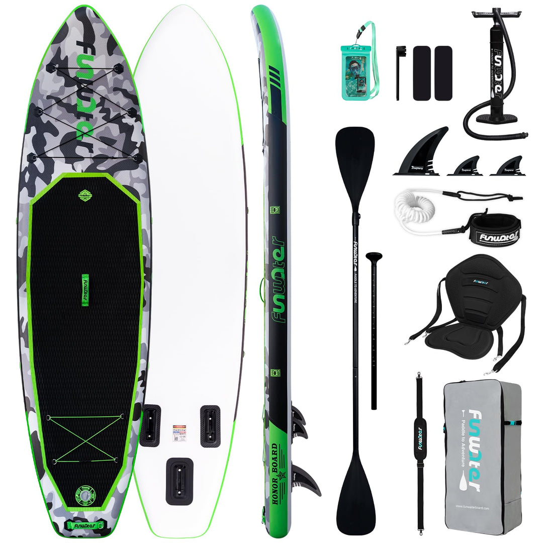 FunWater 10'6"–11'6" SUP Board, aufblasbares Stand-Up Paddle Board für alle Könnensstufen, ideal für