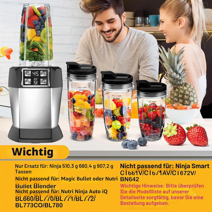 2 Stück Ersatz 32oz Blender Cup mit Sip &amp; Seal Deckel Kompatibel mit Nutri Ninja BL450 BL454 Bl455 B