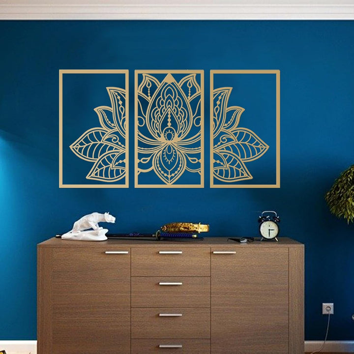 Resama 3 Pcs Lotusblume Wandkunst Dekor Metall Mandala Wanddekoration Einzigartige Lotusblume Wandku