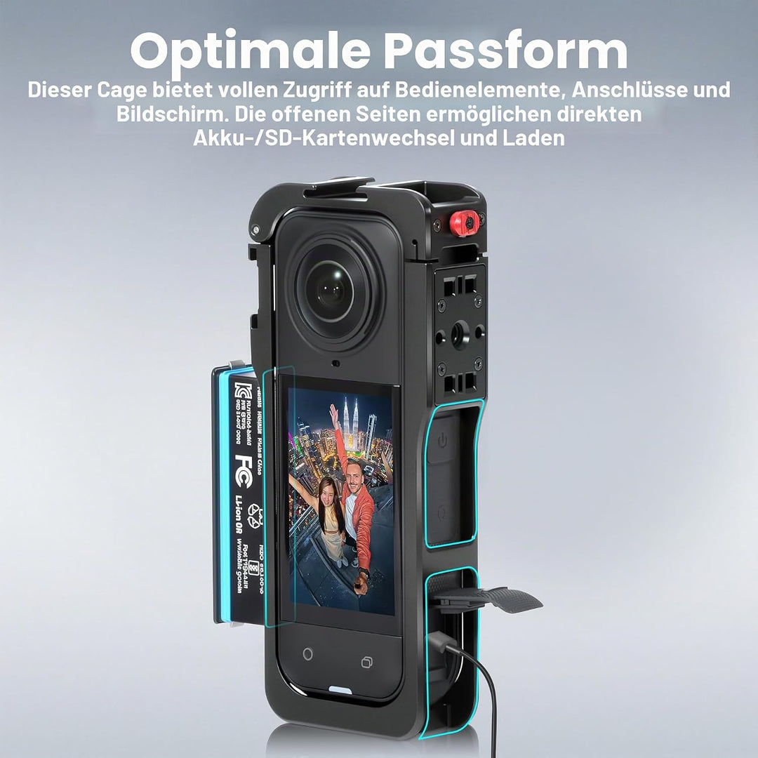 Utility Frame für Insta360 X5, Metallgehäuse für Insta 360 X5 Zubehör, Schutzkäfig mit Silikon-Objek