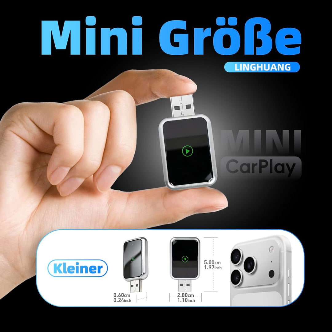LINGHUANG Mini CarPlay Wireless Adapter & Android Auto Wireless Adapter for Apple iPhone, Upgrade vo