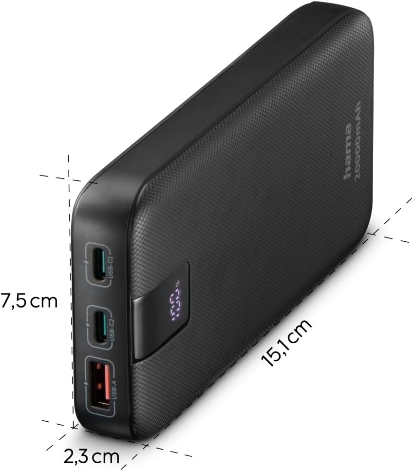 Hama Power Pack PD 20 20000mAh (externer Akku mit 2X USB C + 1x USB A, Power Pack Zertifiziert, Schn
