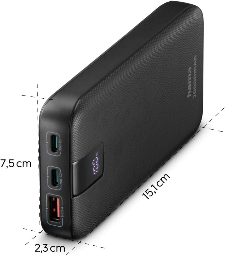 Hama Power Pack PD 20 20000mAh (externer Akku mit 2X USB C + 1x USB A, Power Pack Zertifiziert, Schn