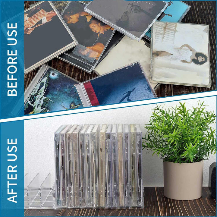 Kopinma Acryl CD Regal 4er-Pack Durchsichtiger CD-Aufbewahrungsständer, CD/DVD Tablett Archivierungs