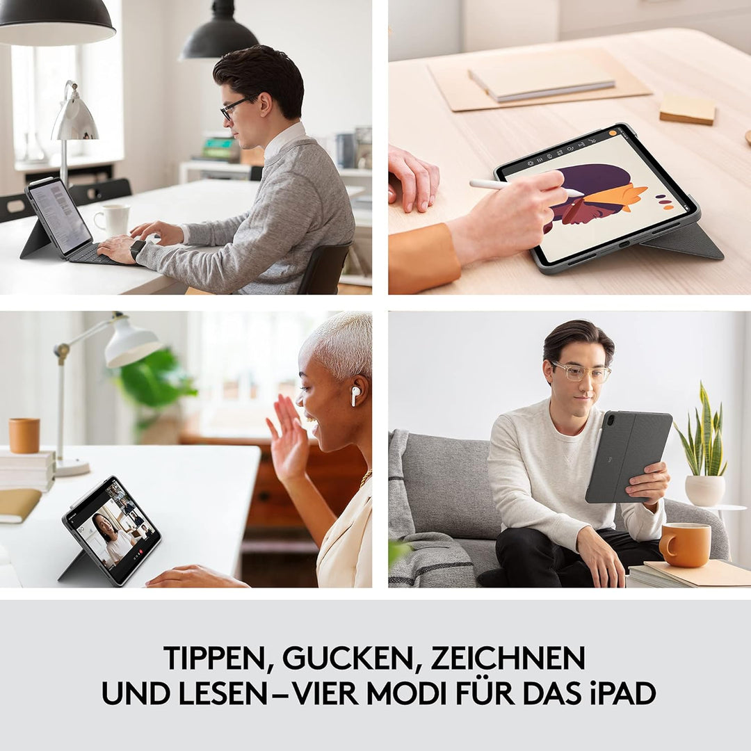 Logitech Combo Touch iPad Air (4. und 5. gen - 2020, 2022) Keyboard Case - Abnehmbare Tastatur mit H