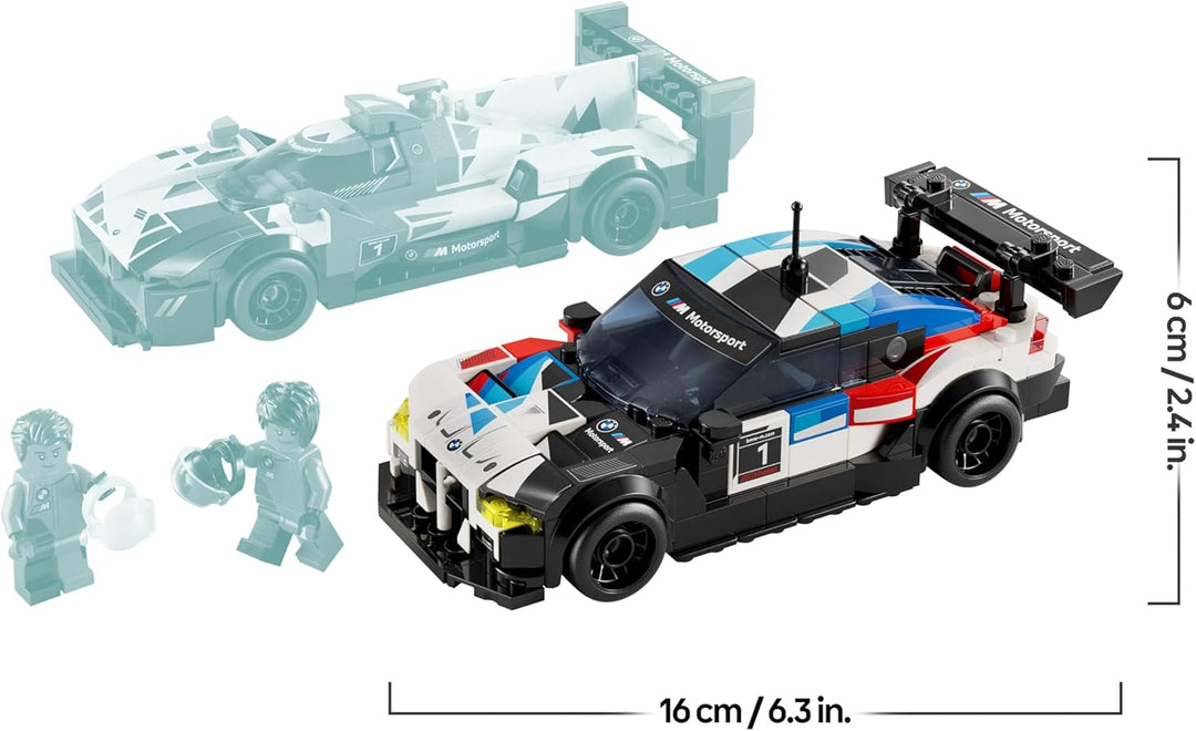 LEGO Speed Champions BMW M4 GT3 & BMW M Hybrid V8 Rennwagen Auto Spielzeug mit 2 baubaren Modellauto