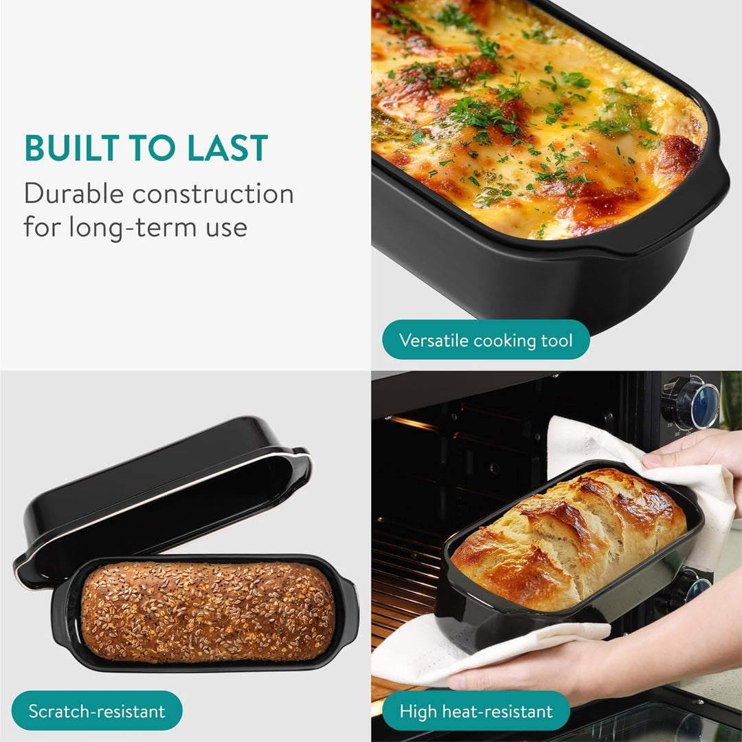 Navaris Brottopf - Toastbrot Backform - Brottopf zum Backen - Tontopf Brot - Brotbackschale - Toastb