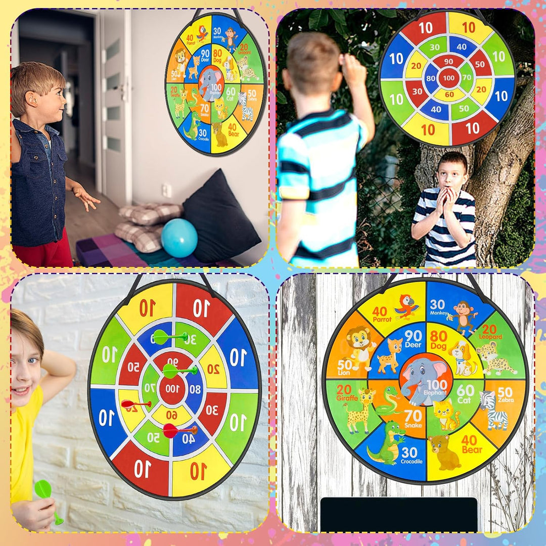 Klett Dartscheibe Kinder 71cm Dart Board Doppelseitige Dartspiel mit 12 klettballspiel wurfspiel Kin
