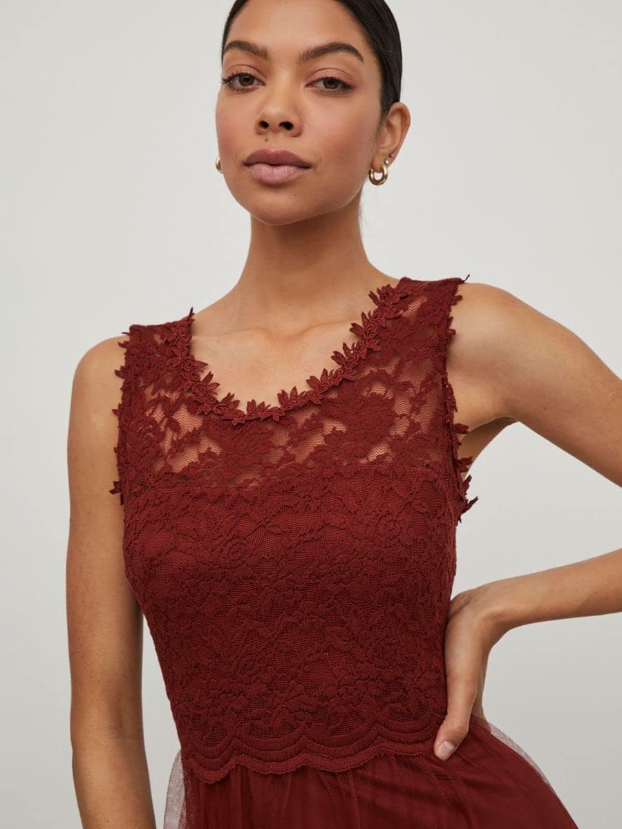 Vila NOS Women's Vilynnea Maxi Dress-Noos Party 34 Fired Brick, 34 Fired Brick