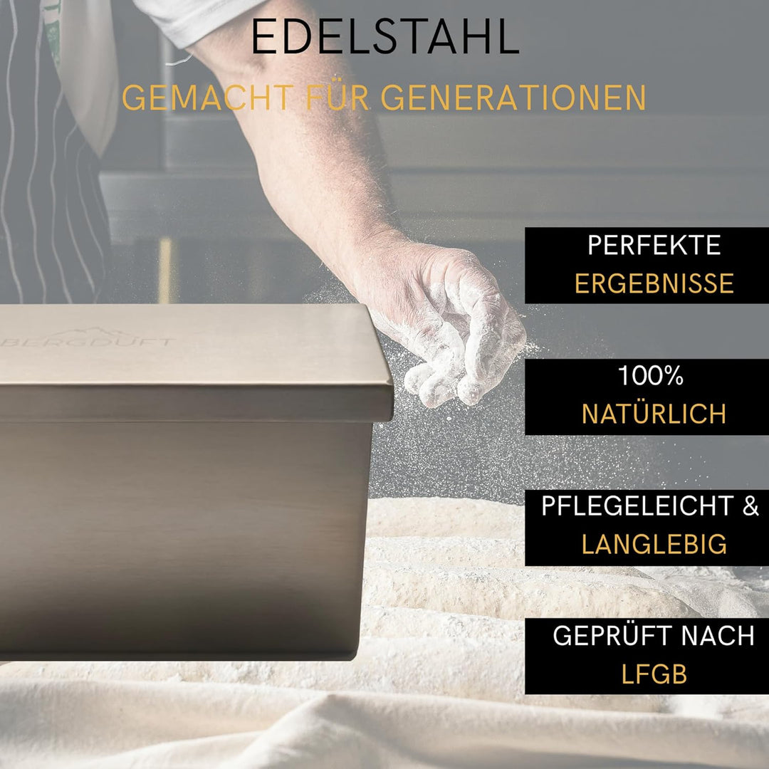 Toastbrotform aus Edelstahl mit Deckel – Kastenform für Brot & Sandwich – ohne Beschichtung, spülmas