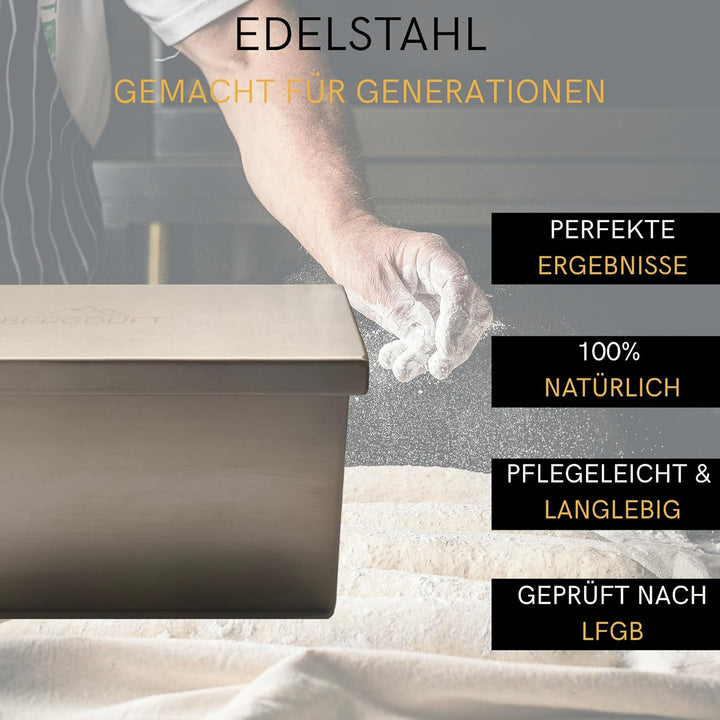 Toastbrotform aus Edelstahl mit Deckel – Kastenform für Brot & Sandwich – ohne Beschichtung, spülmas