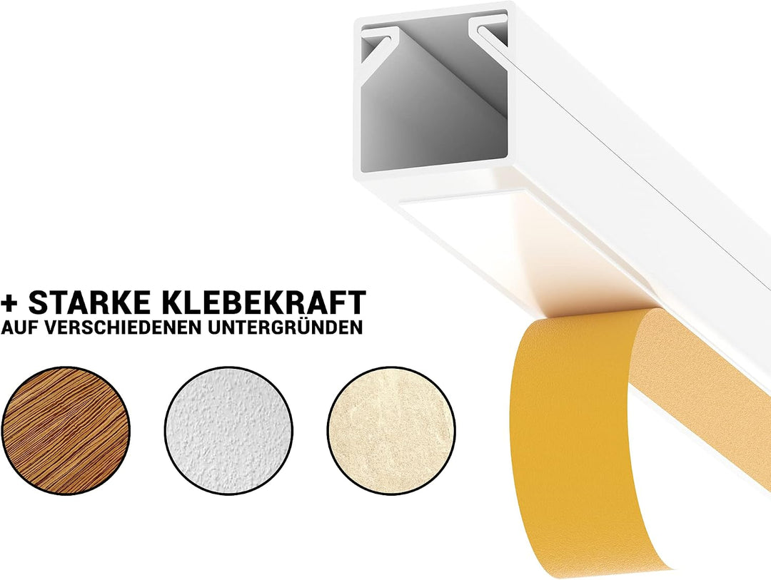 CILSON Kabelkanal 20 m | 20x 1 m Lang, 16x16 mm Breite x Höhe, Weiss, Selbstklebend, Wand- und Decke