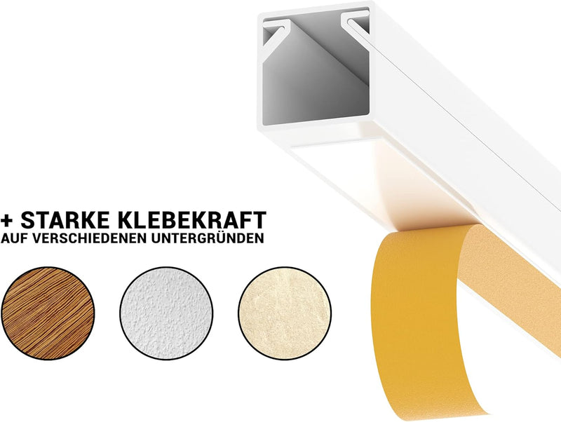CILSON Kabelkanal 20 m | 20x 1 m Lang, 20x10 mm Breite x Höhe, Weiss, Selbstklebend, Wand- und Decke