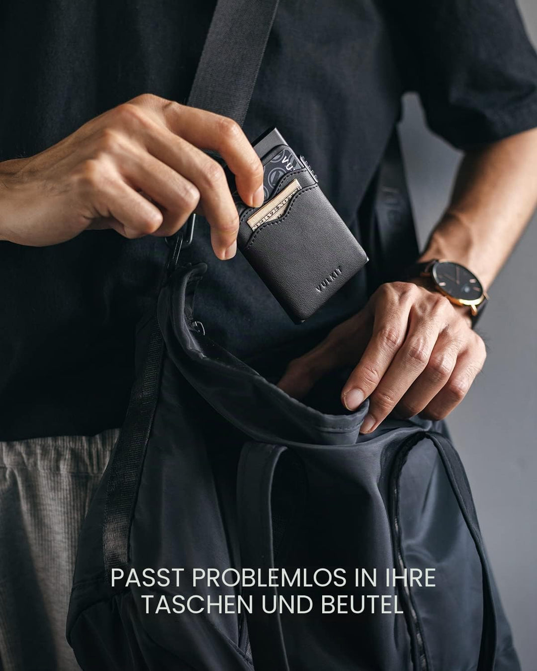 VULKIT Kreditkartenetui Minimalistische Slim Pop Up Geldbörse mit Lederschlitzen RFID-Blockierung fü
