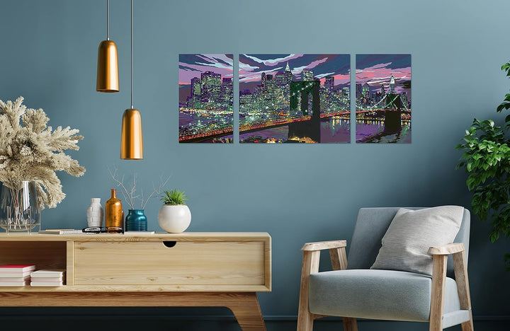Ravensburger CreArt 23551 - Skyline von New York - Triptychon Malen nach Zahlen Erwachsene, DIY Mals