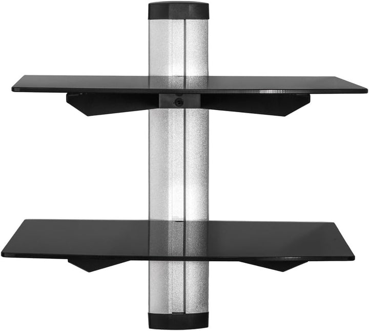 tectake® TV Wandregal, schwebendes Regal, 2X Sicherheitsglas Regalbrett für DVD Player, Receiver, Be