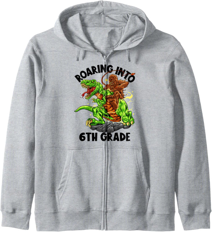 Roaring Into 6th Grade Boys Bigfoot Dinosaurier Back To School Kapuzenjacke