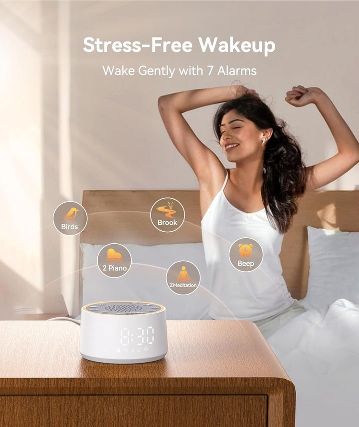 Dreamegg White Noise Machine mit Licht und Wecker, Weisses Rauschen Gerät für Erwachsene und Kinder,