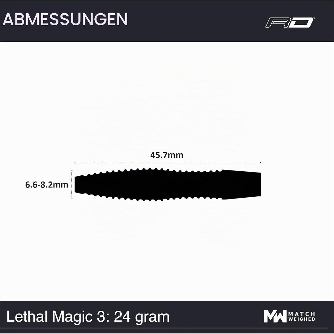 RED DRAGON Lethal Magic 21g, 24g oder 26g Tungsten Darts mit Flights und Schäfte 24.0 Gramm, 24.0 Gr