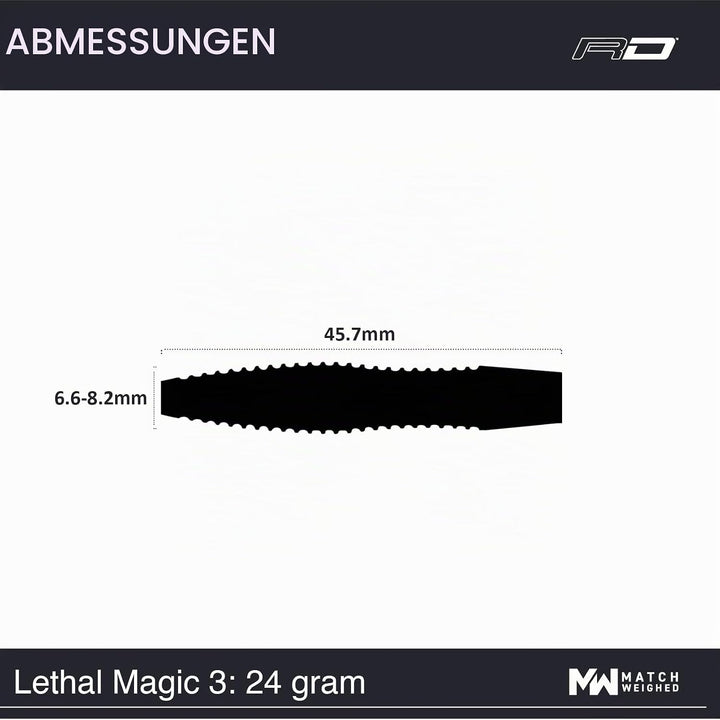 RED DRAGON Lethal Magic 21g, 24g oder 26g Tungsten Darts mit Flights und Schäfte 24.0 Gramm, 24.0 Gr