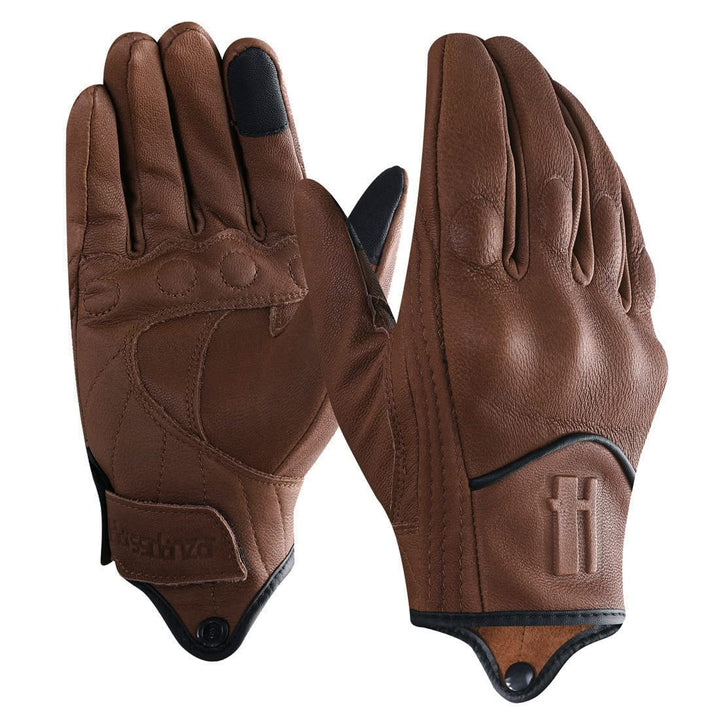 Harssidanzar Herren Vollfinger Ziegenleder Leder Touchscreen Motorradhandschuhe GM028E XL Satte(upgr