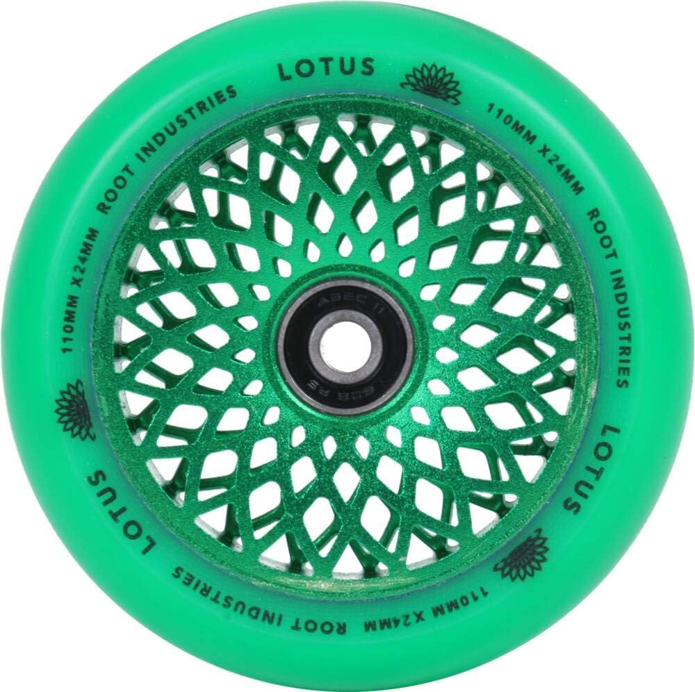 Root Industries Lotus Stunt-Scooter Rolle 110mm + Fantic26 Sticker (Radiant Grün/Pu Grün), Radiant G