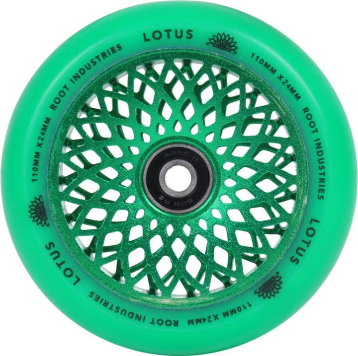 Root Industries Lotus Stunt-Scooter Rolle 110mm + Fantic26 Sticker (Radiant Grün/Pu Grün), Radiant G